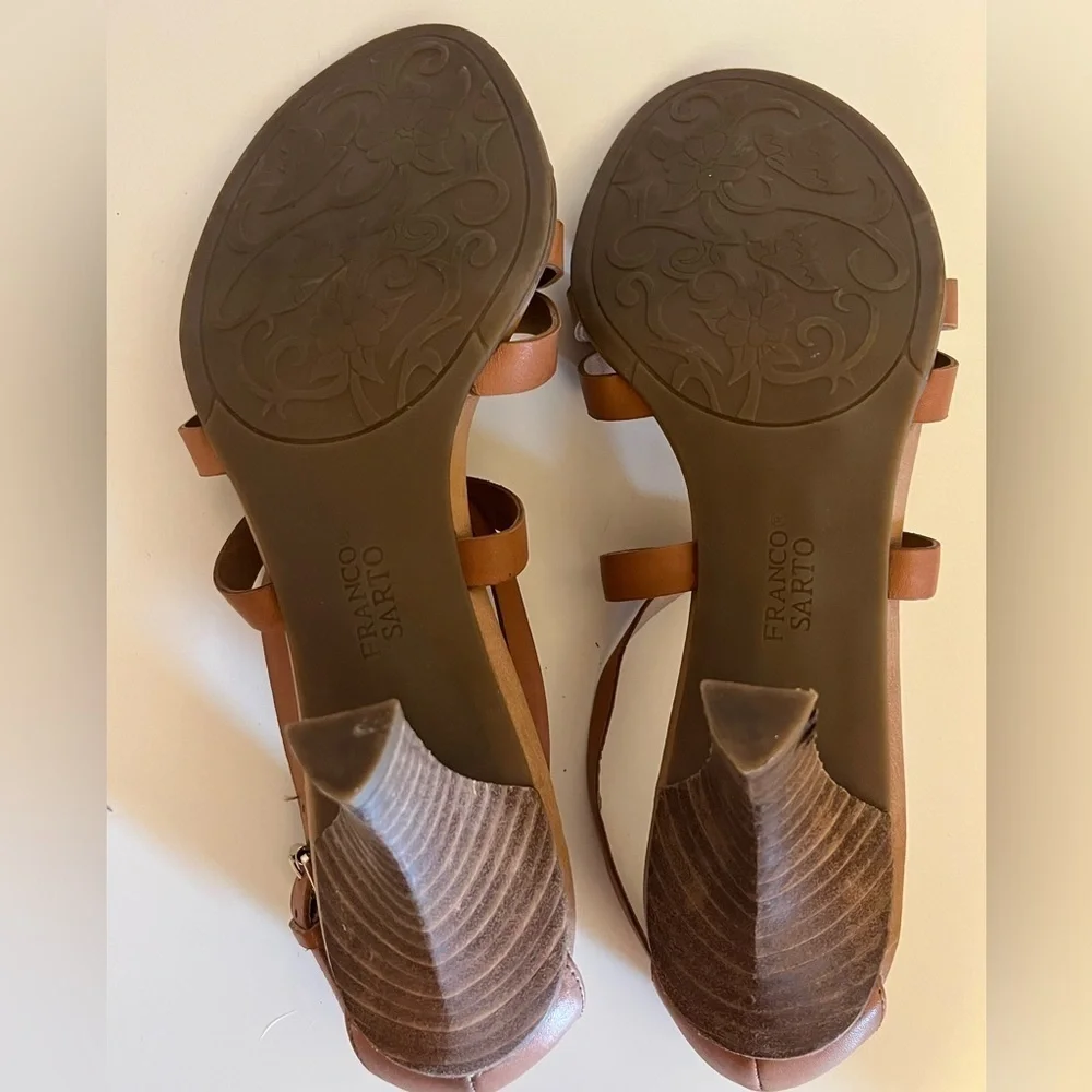 Franco Sarto Brown Strappy Kitten Heels